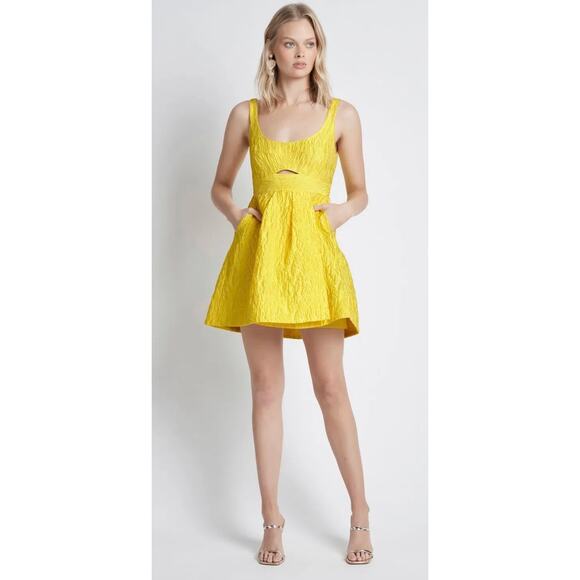 Sheike Brand Yellow Winnie Mini Dress Keyhole Size 10 - Picture 1 of 6